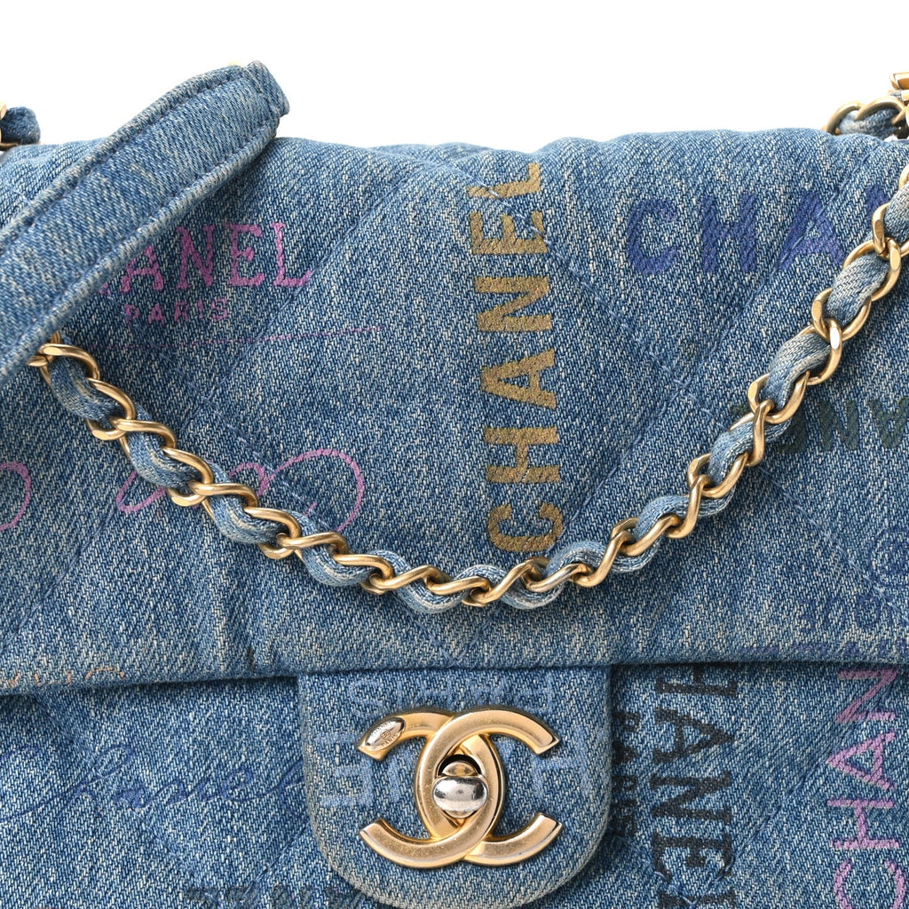 Denim Quilted Mini Denim Mood Rectangular Flap Blue Multicolor