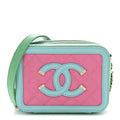 Caviar Quilted Filigree Vanity Clutch With Chain Pink Light Blue Green