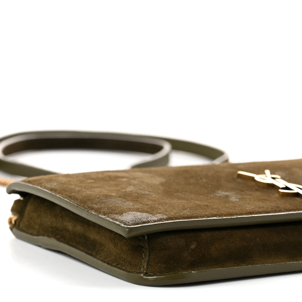 Suede Monogram Phone Holder Crossbody Loden Green