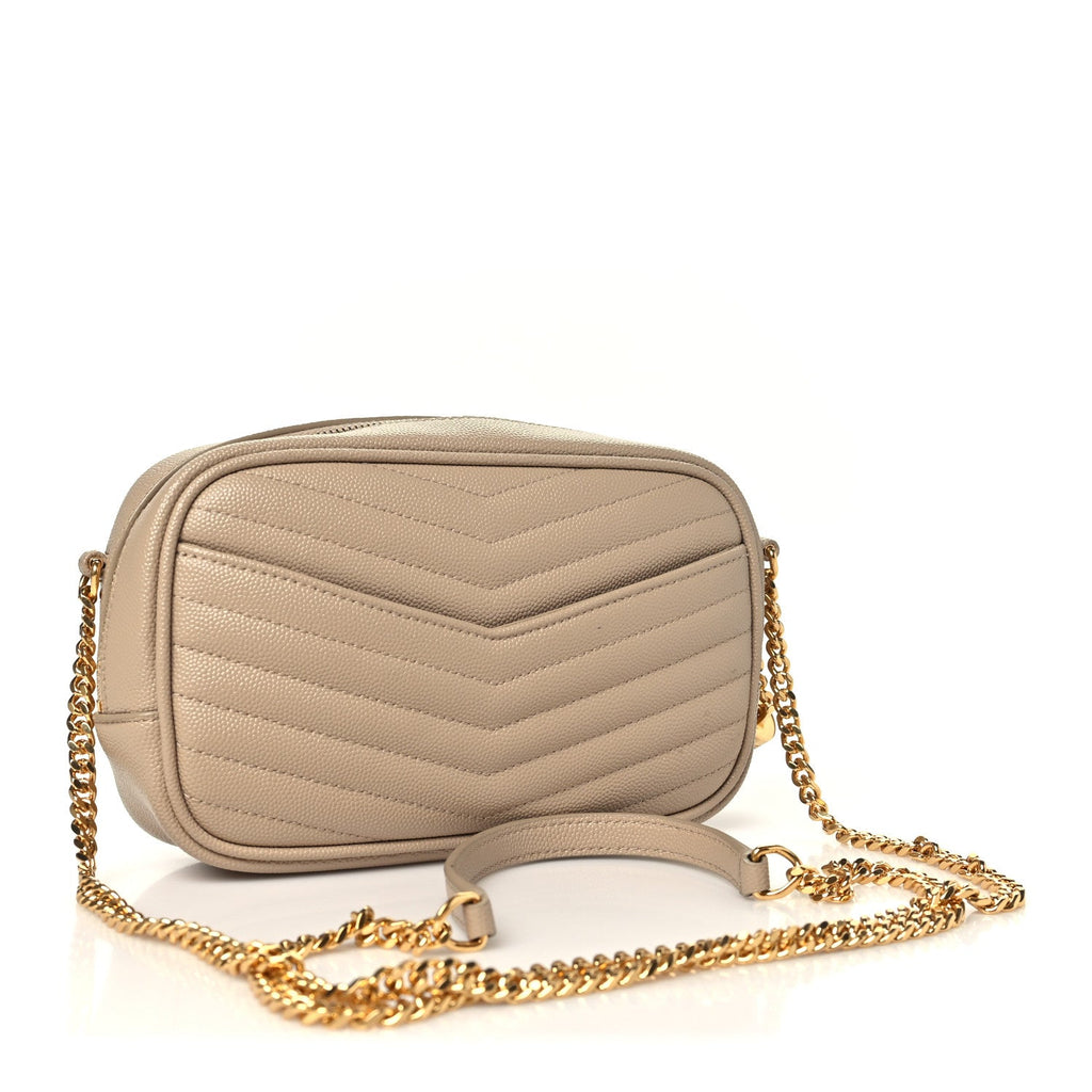 Grain De Poudre Matelasse Monogram Mini Lou Camera Bag Dark Beige