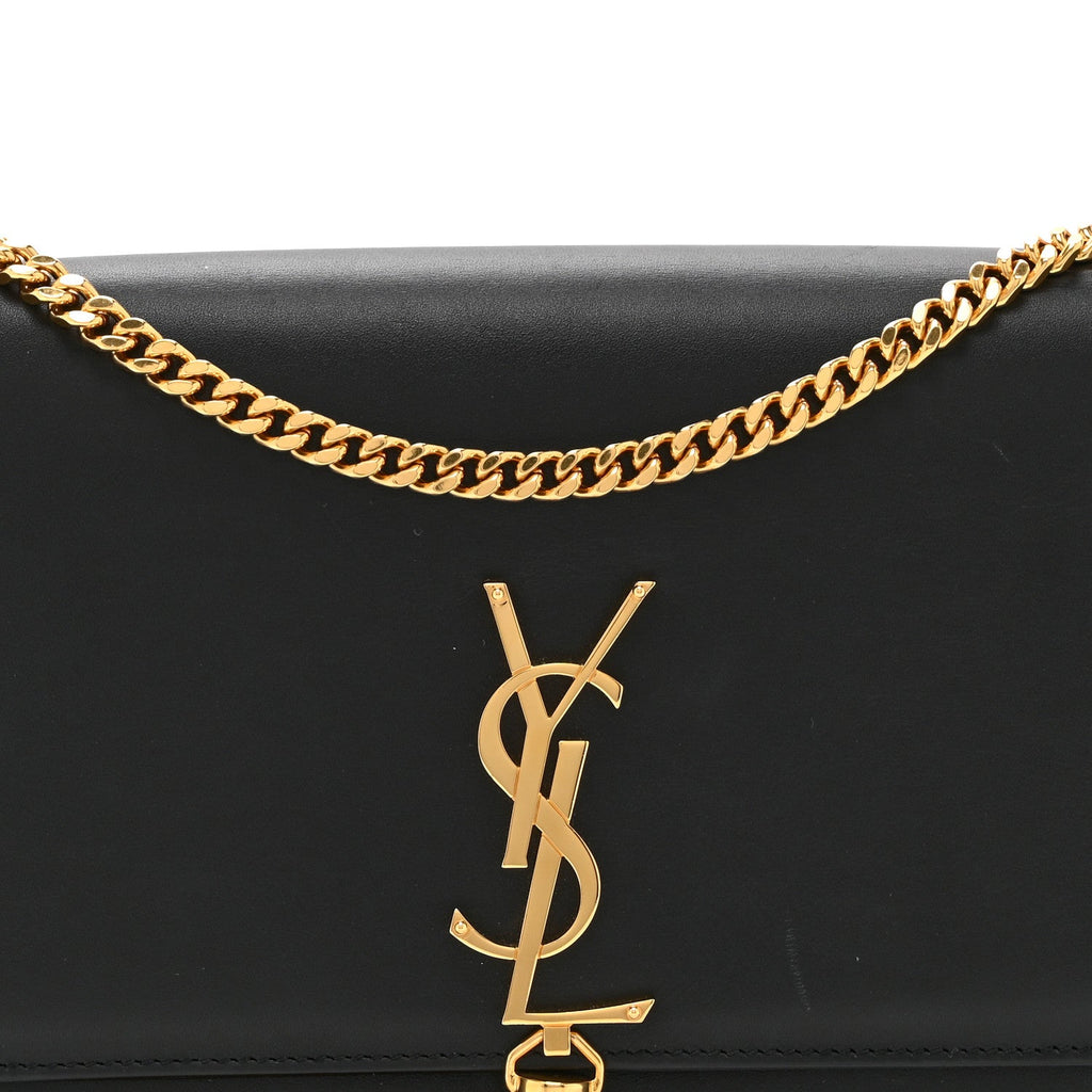 Smooth Calfskin Medium Classic Monogram Kate Tassel Satchel Black