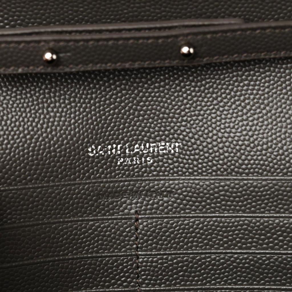 Grain De Poudre Matelasse Chevron Monogram Chain Wallet Fog