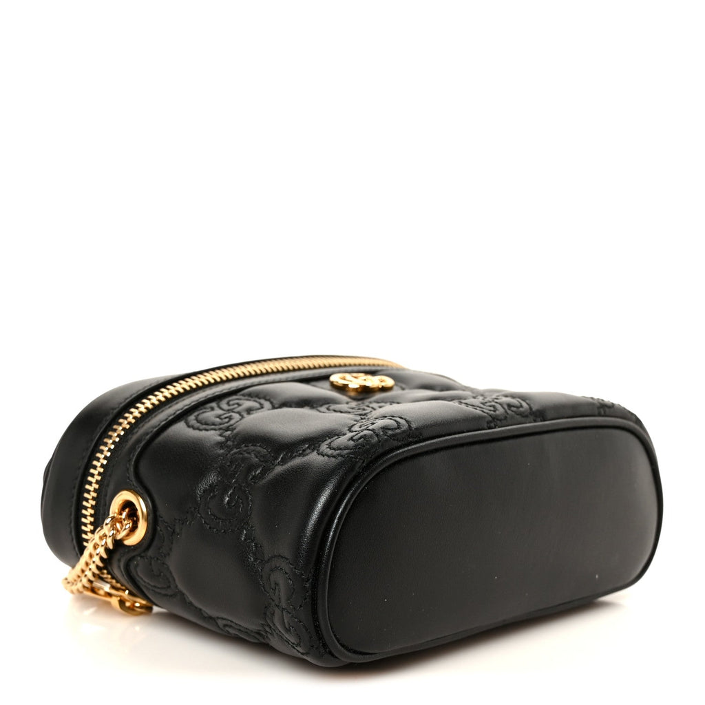 Calfskin GG Matelasse Mini Top Handle Bag Black