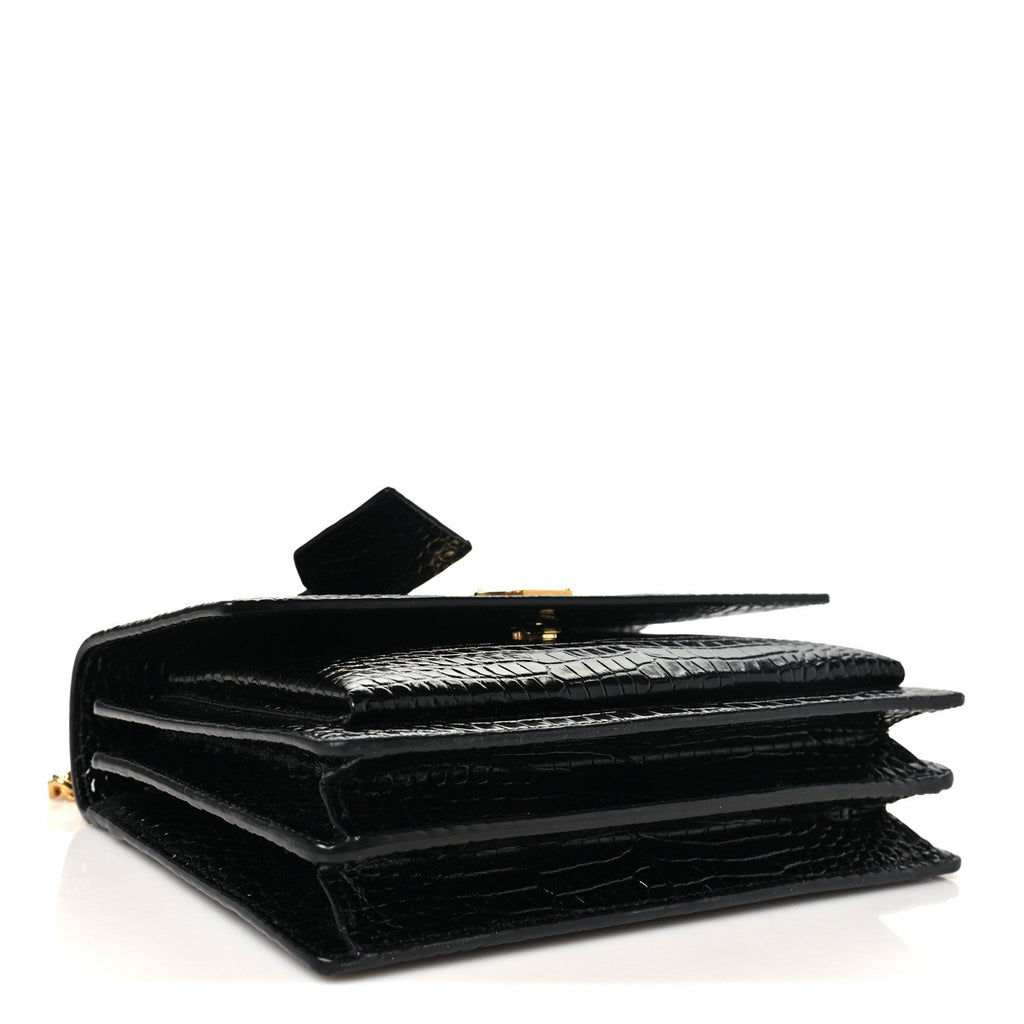 Calfskin Crocodile Embossed Medium Monogram Sunset Black