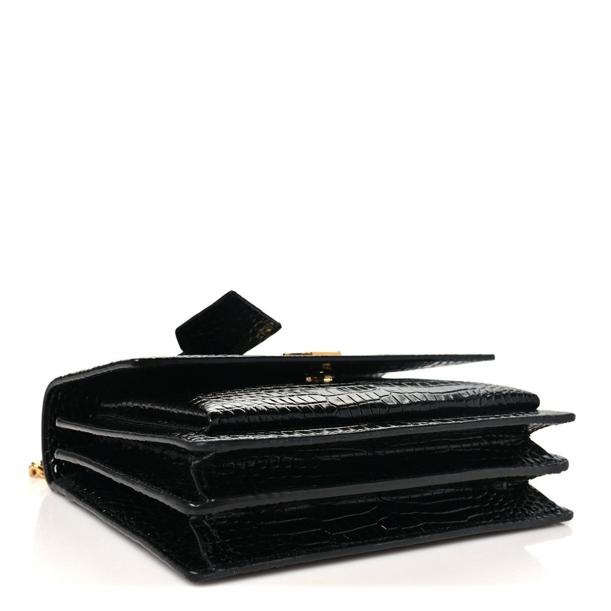 Calfskin Crocodile Embossed Medium Monogram Sunset Black