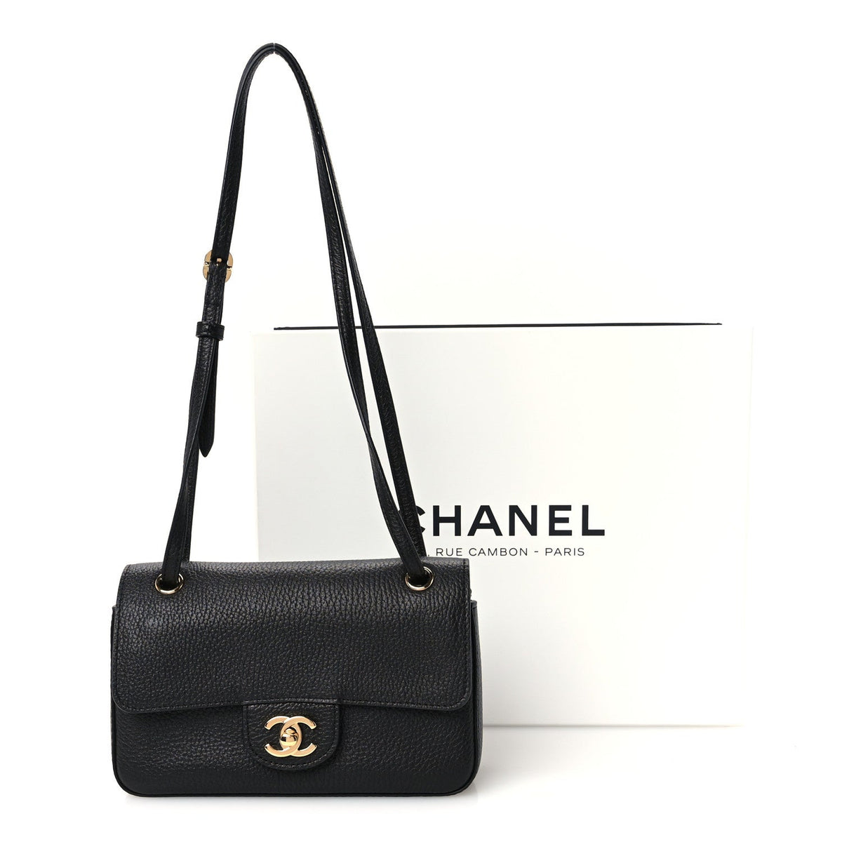 Grained Calfskin Mini Souplissimo Maxi Flap Black