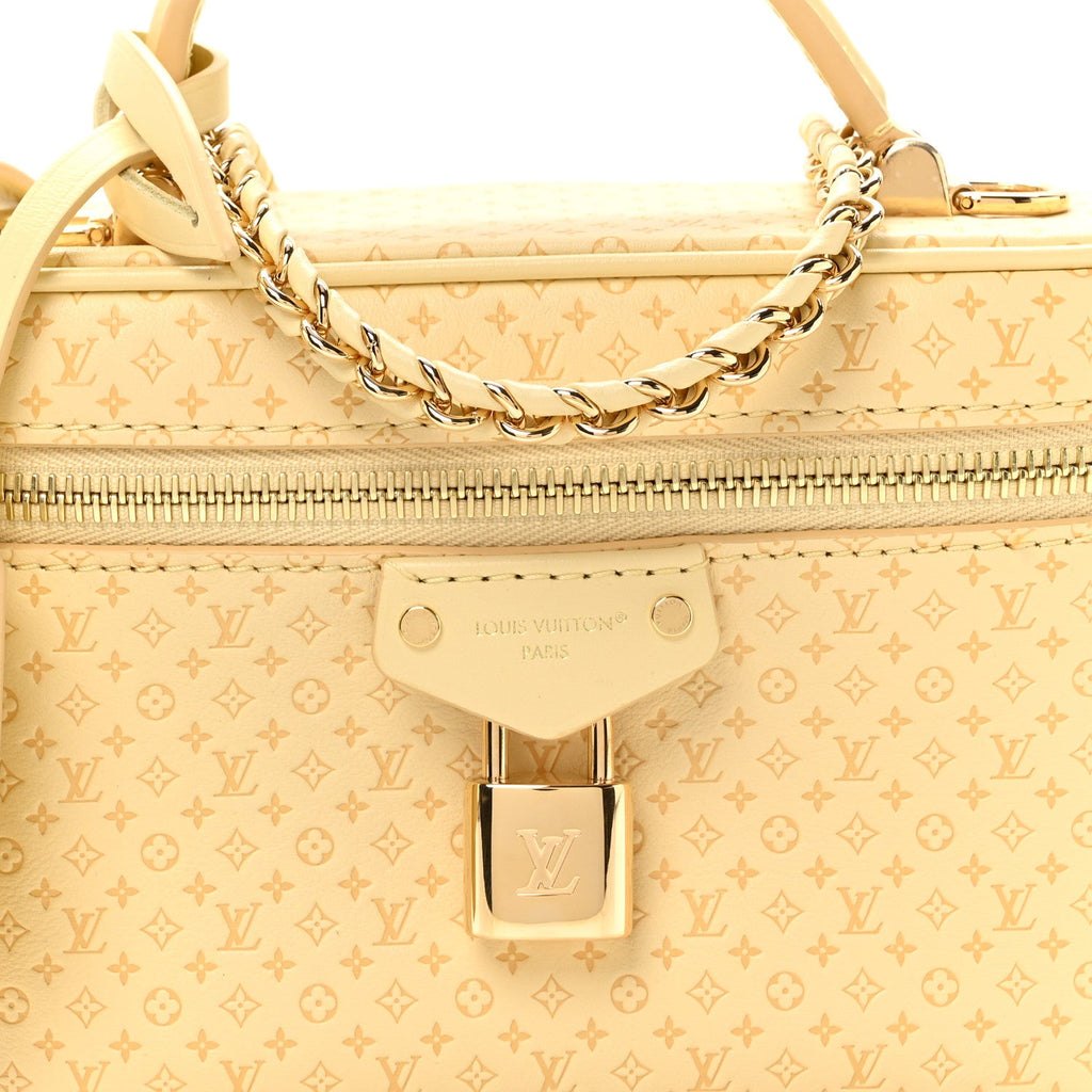 Calfskin Minigram Vanity Chain Pouch Banana