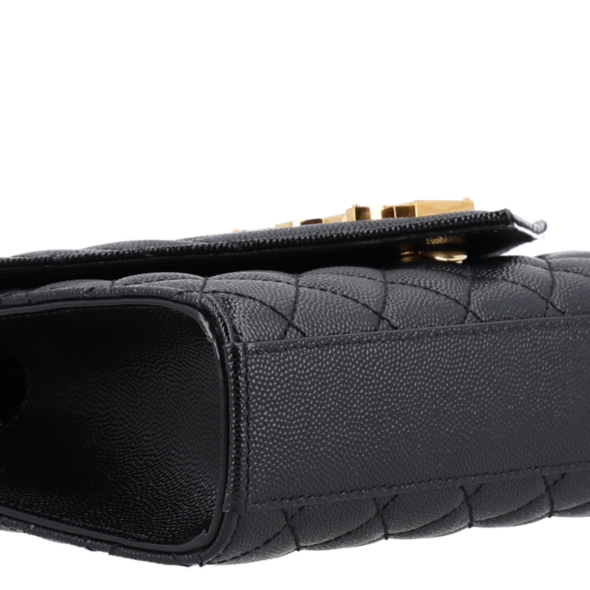 Grain De Poudre Textured Mixed Matelasse Triquilt Small Monogram Satchel Black