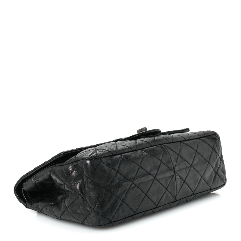 Metallic Aged Calfskin Quilted 2.55 Reissue 226 Flap So Black