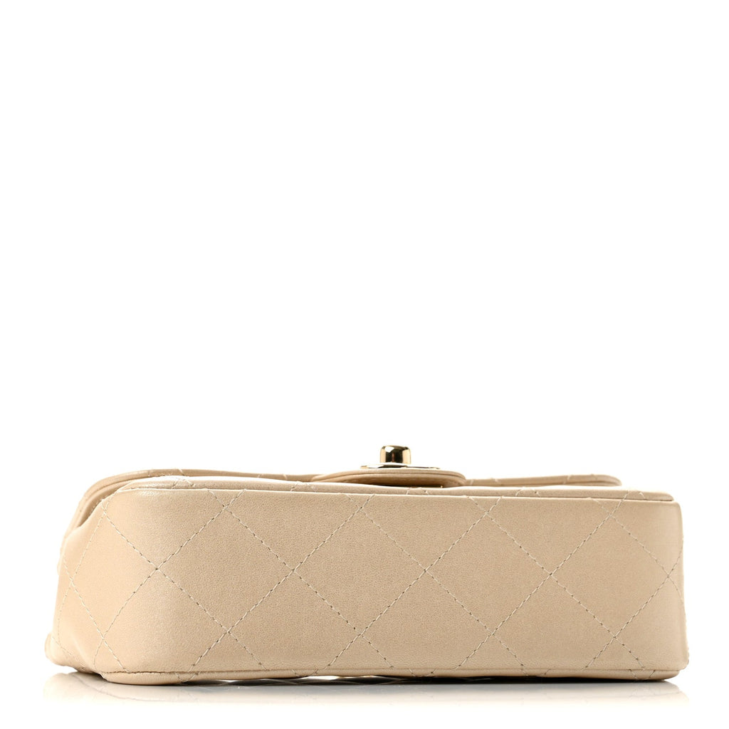 Metallic Lambskin Quilted Extra Mini V For Victory Flap Light Gold