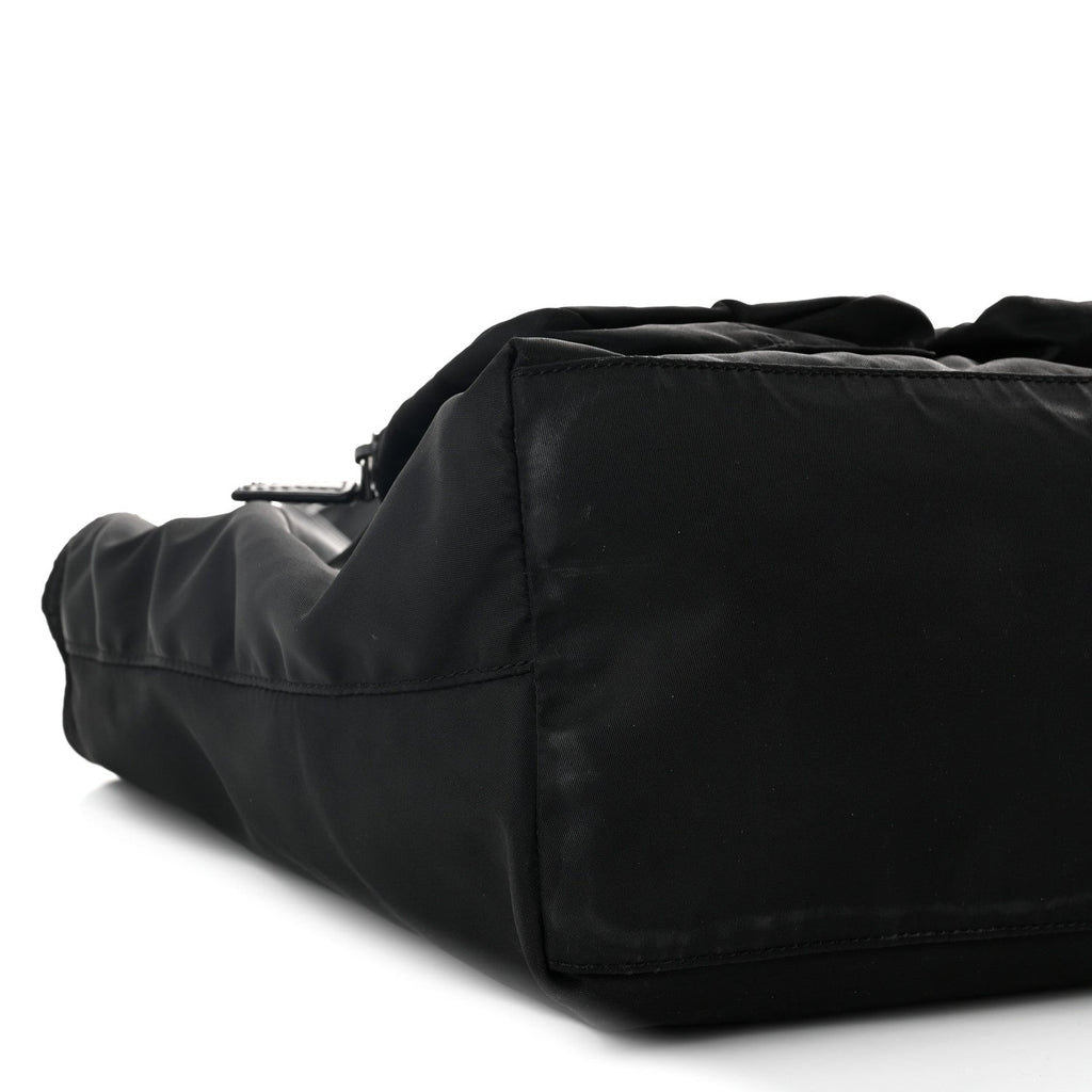 Nylon Front Pockets Tote Black