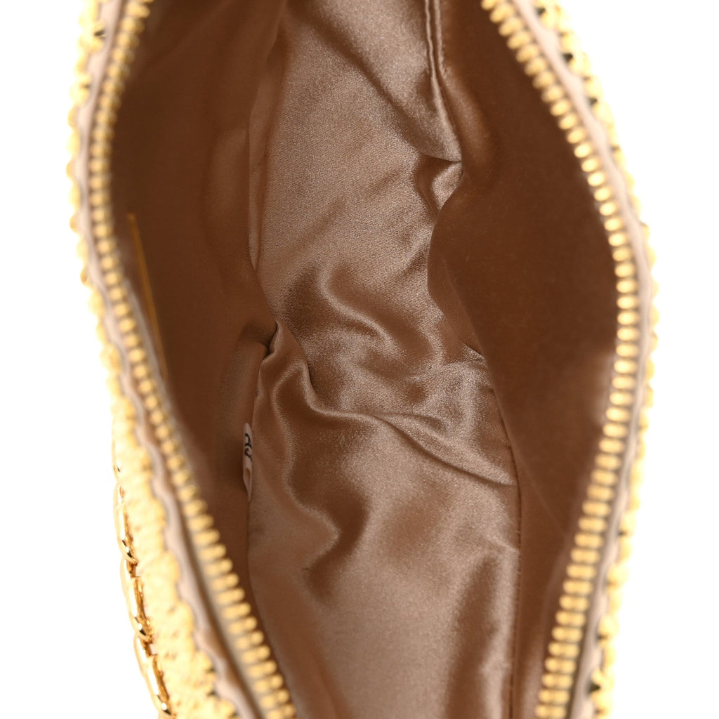 Satin Crystal Triangle Crossbody Pouch Platino