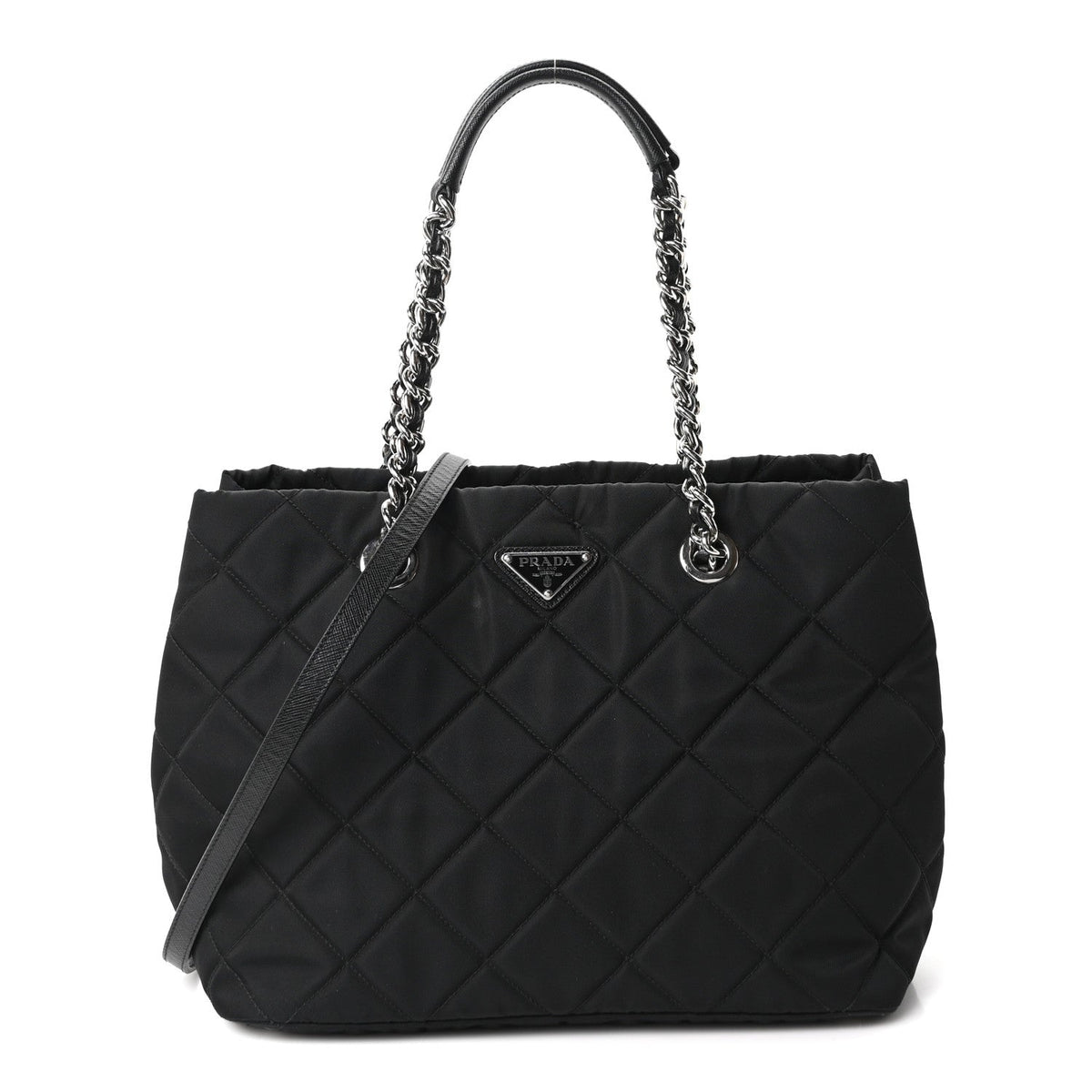 Nylon Tessuto Impuntu Quilted Tote Black