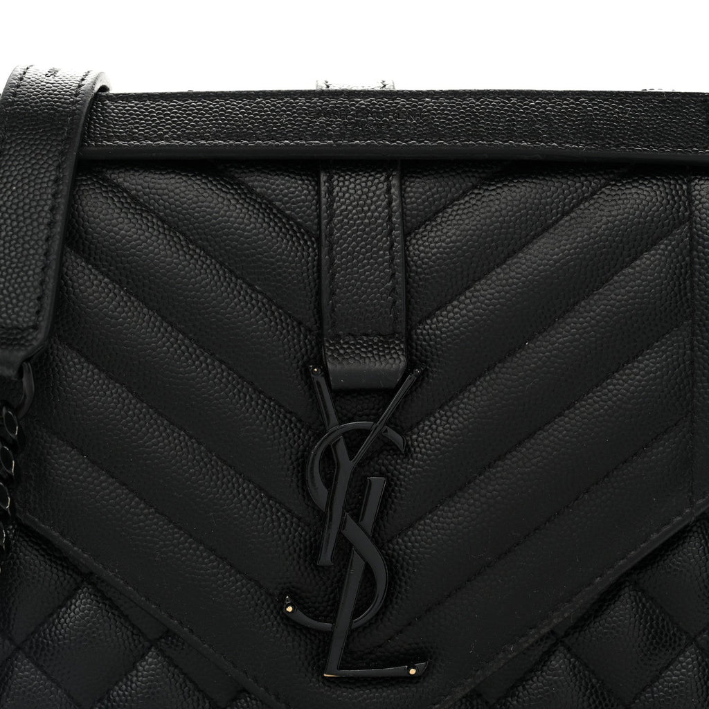 Grain De Poudre Textured Mixed Matelasse Triquilt Medium Monogram Monochrome Satchel Black