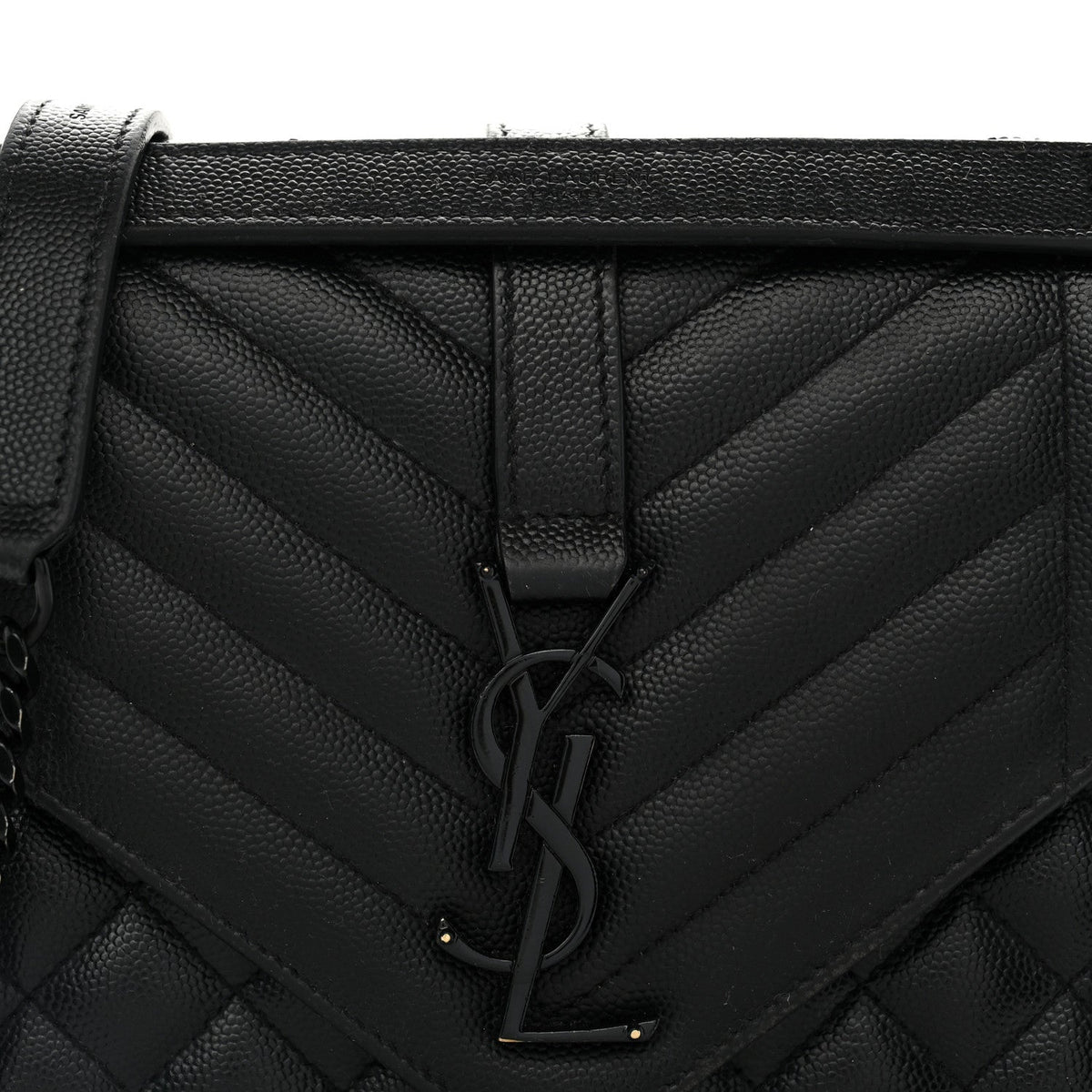 Grain De Poudre Textured Mixed Matelasse Triquilt Medium Monogram Monochrome Satchel Black