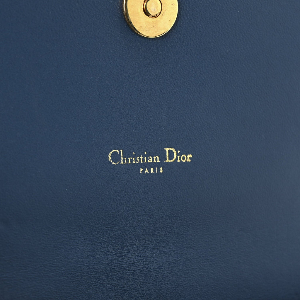 Supple Calfskin Cannage Caro Belt Pouch with Chain Steel Blue