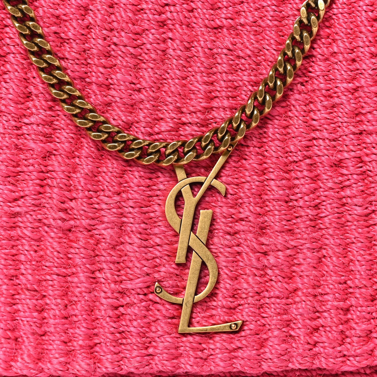 Raffia Medium Monogram Kate Satchel Pink Glow
