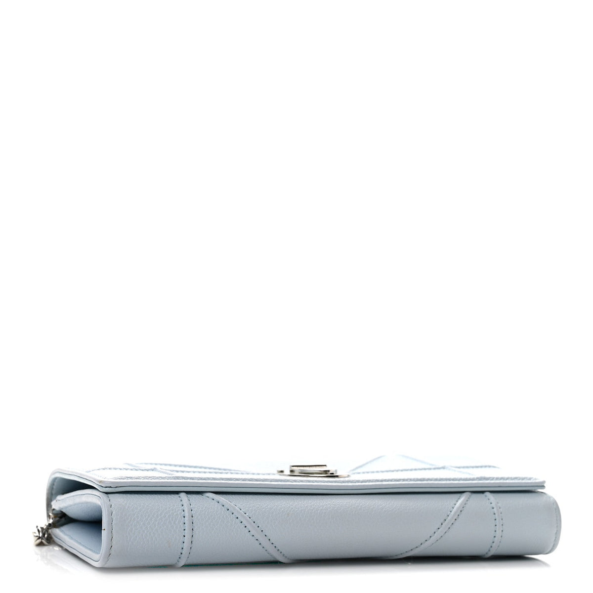 Grained Calfskin Diorama Croisiere Chain Wallet Light Blue