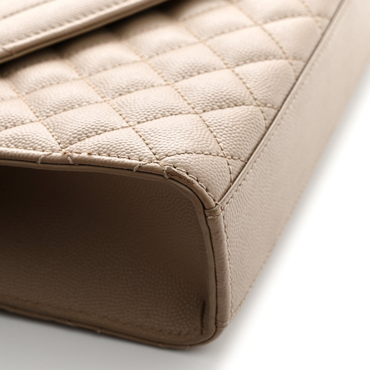Grain De Poudre Textured Mixed Matelasse Medium Triquilt Monogram Satchel Dark Latte