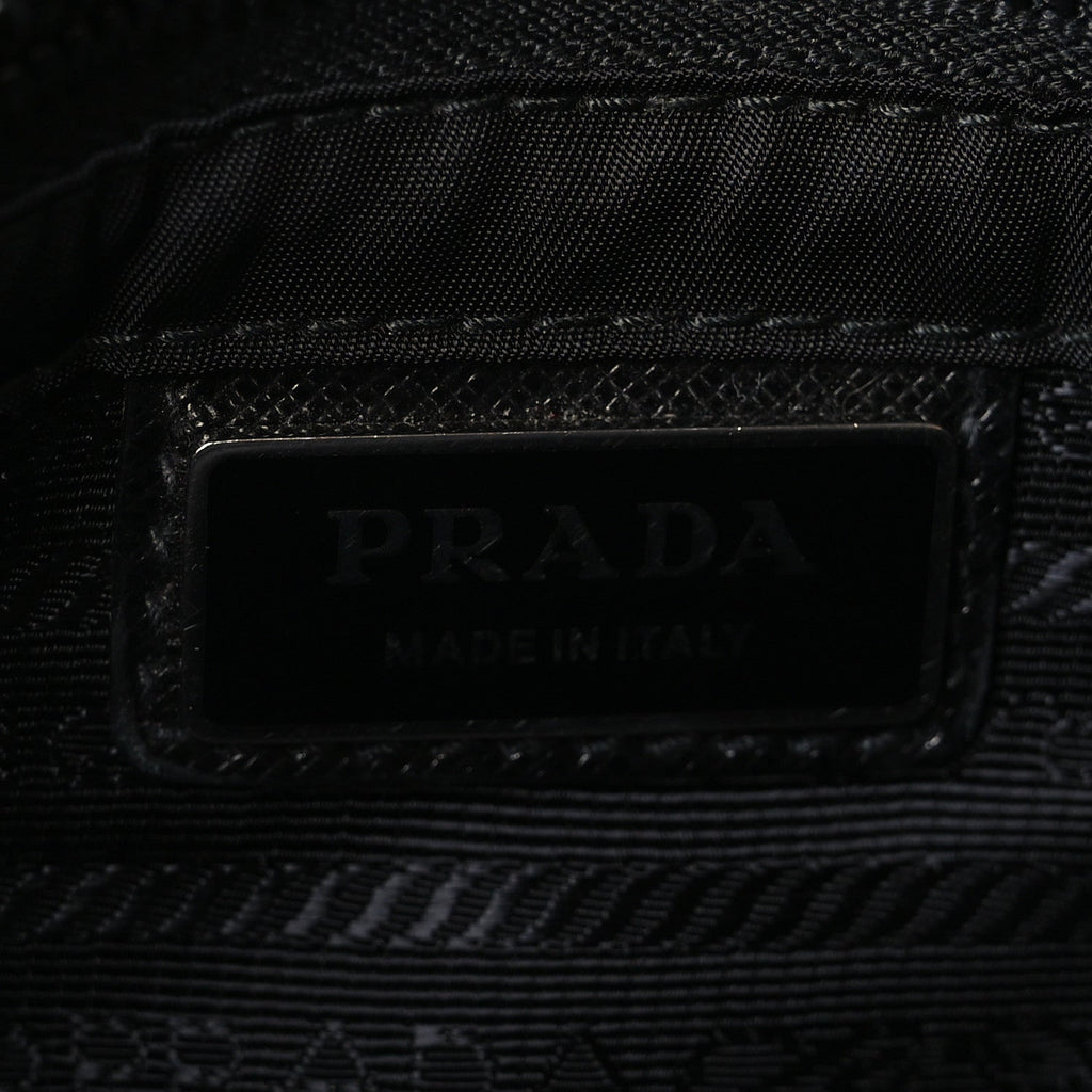 Re-Nylon Saffiano Pocket Double Snap Buckle Shoulder Bag Black