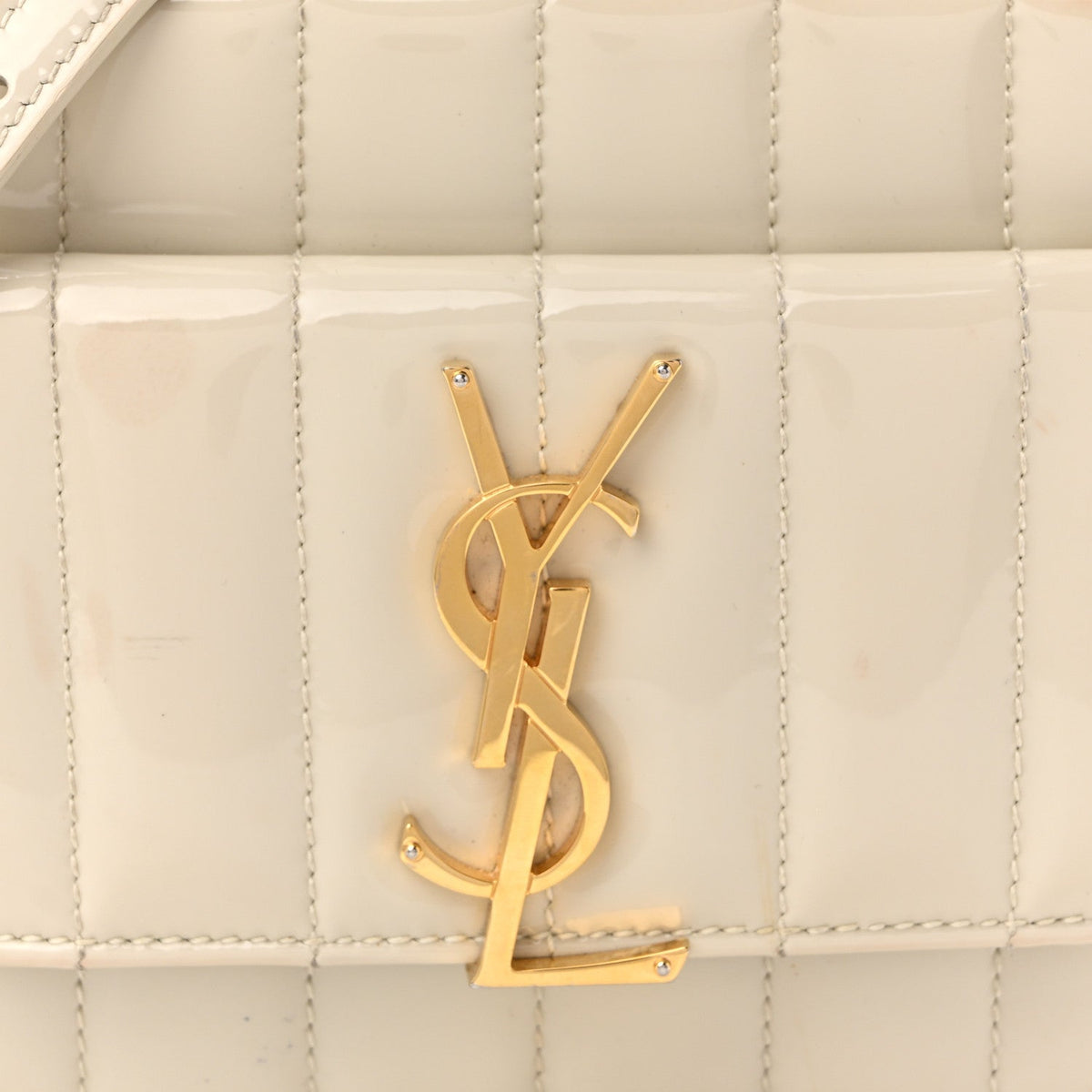 Patent Matelasse Monogram Toy Vicky Camera Bag Off White