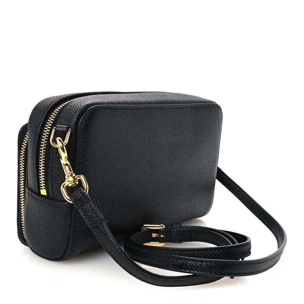 Grained Calfskin Caro Double Pouch Black