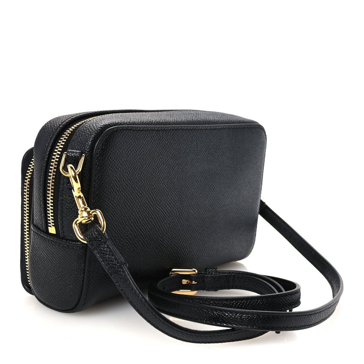 Grained Calfskin Caro Double Pouch Black