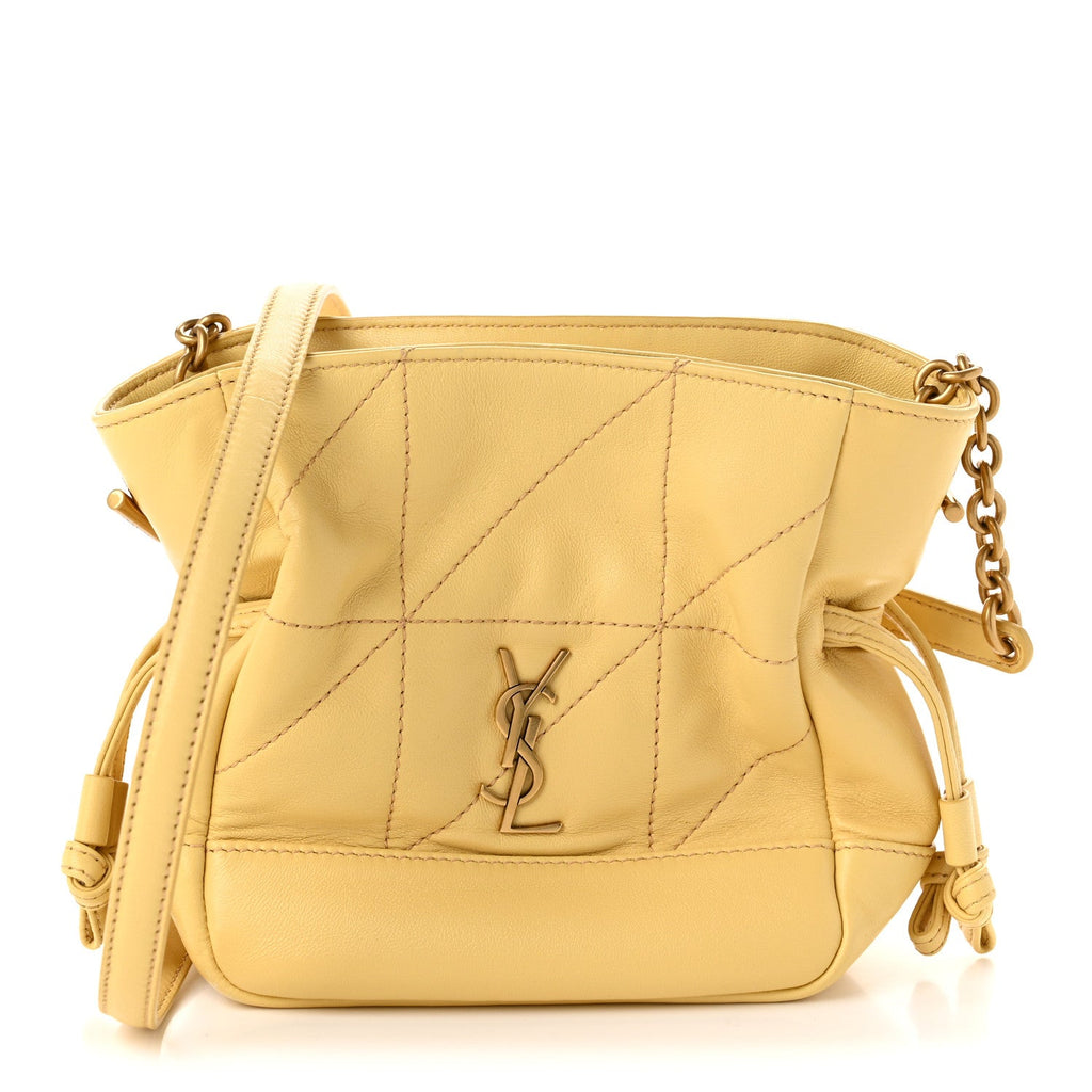 Lambskin Matelasse Monogram Mini Jamie Shoulder Pouch Bag Soft Lemon