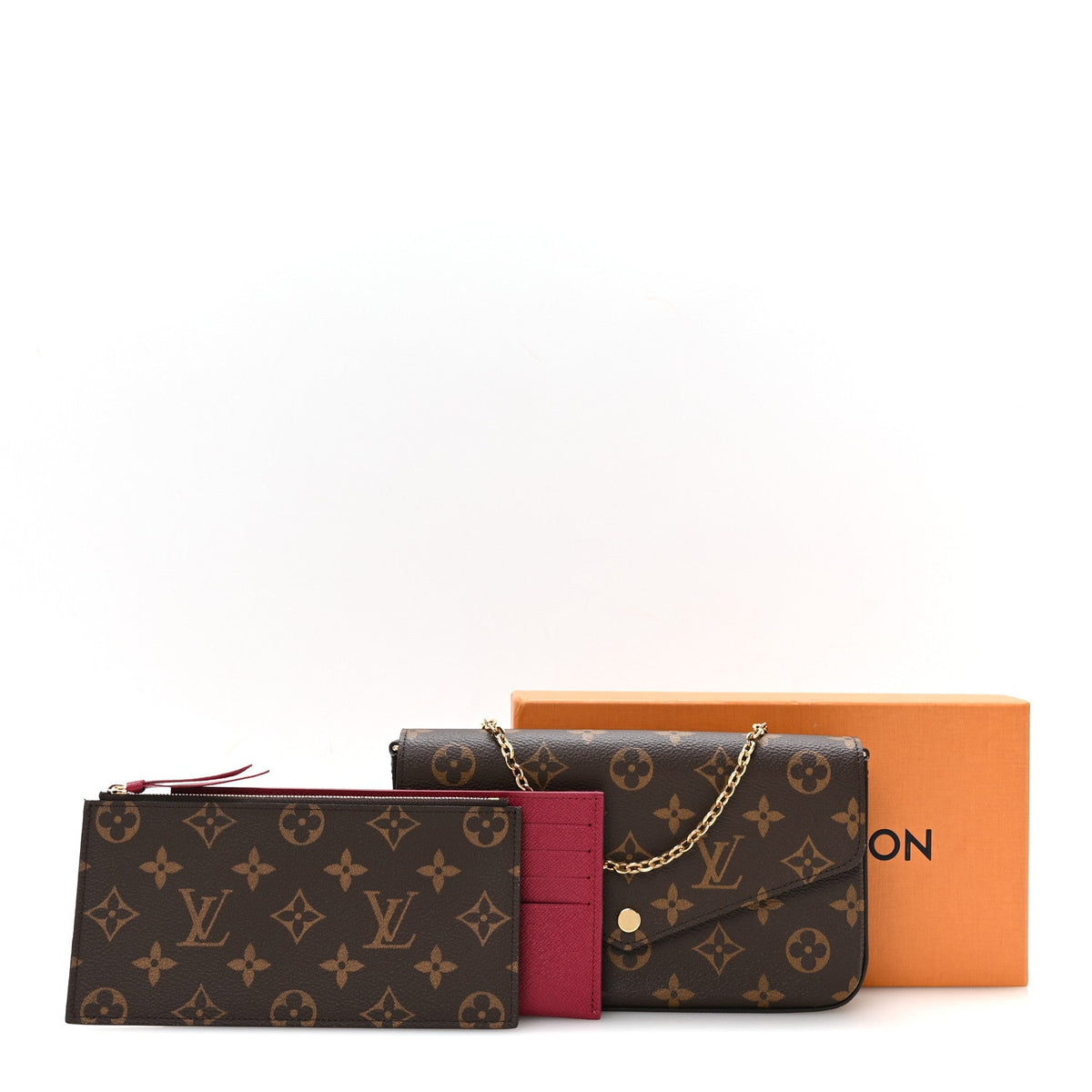 Monogram Pochette Felicie Chain Wallet Fuchsia