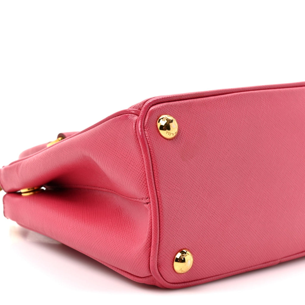 Saffiano Lux Micro Galleria Double Zip Tote Fuxia