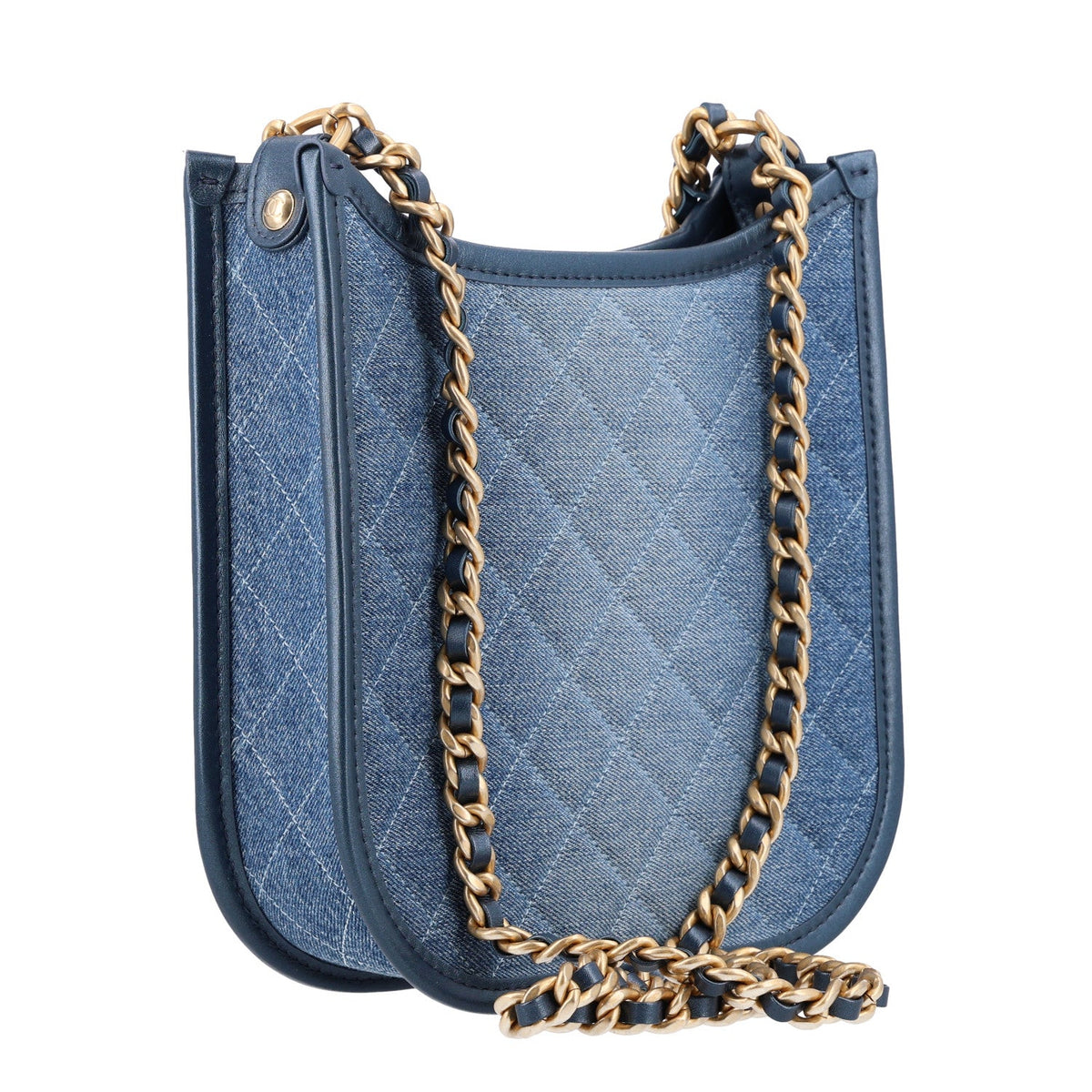Washed Denim Quilted Small Hobo Blue