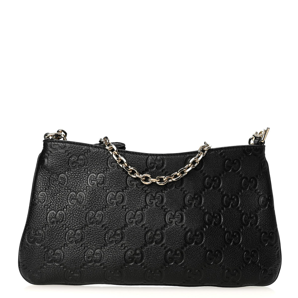 GG Grainy Calfskin Emblem Medium Shoulder Bag Black