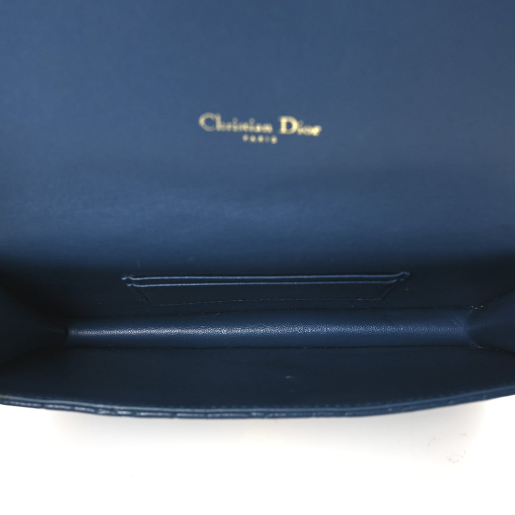 Supple Calfskin Cannage Caro Belt Pouch with Chain Steel Blue