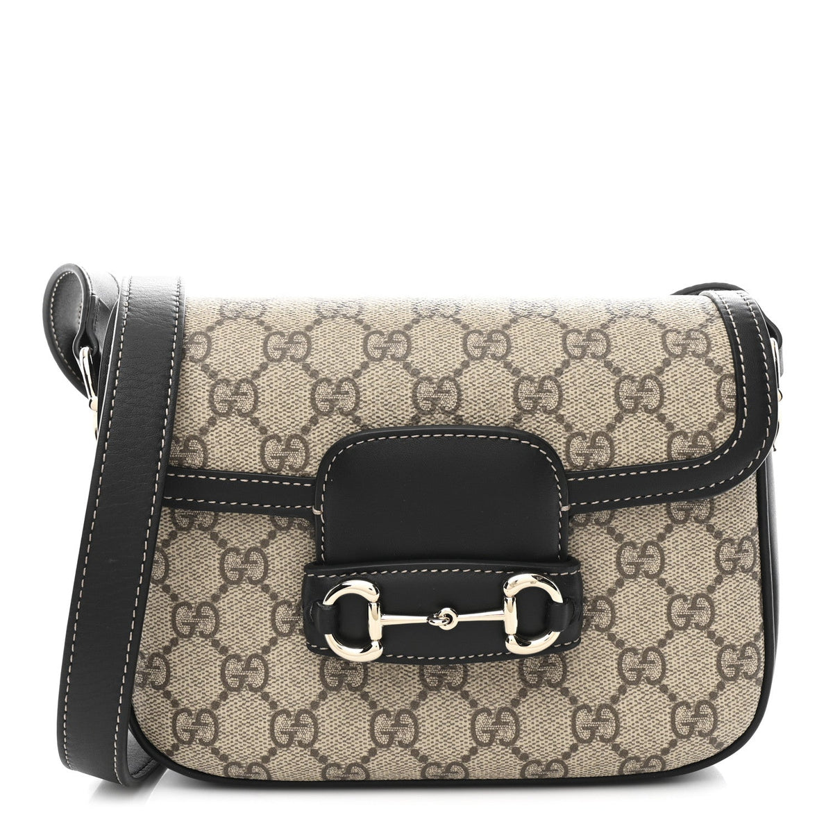 GG Supreme Monogram Horsebit 1955 Soft Mini Shoulder Bag Beige Black
