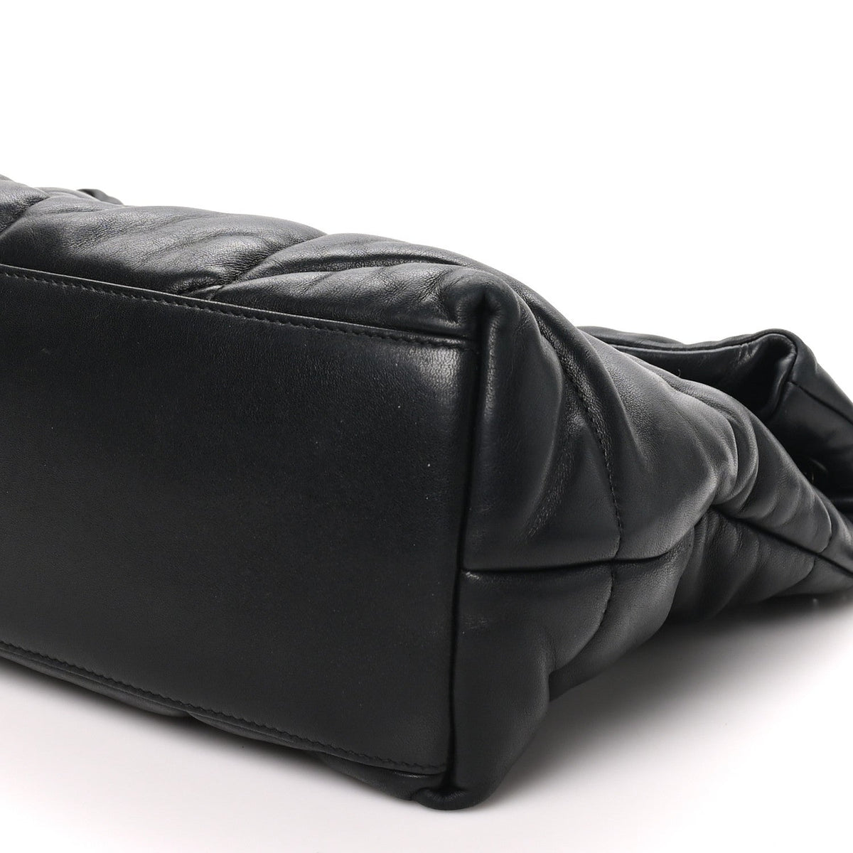 Lambskin Quilted Monogram Monochrome Medium Loulou Puffer Chain Satchel Black