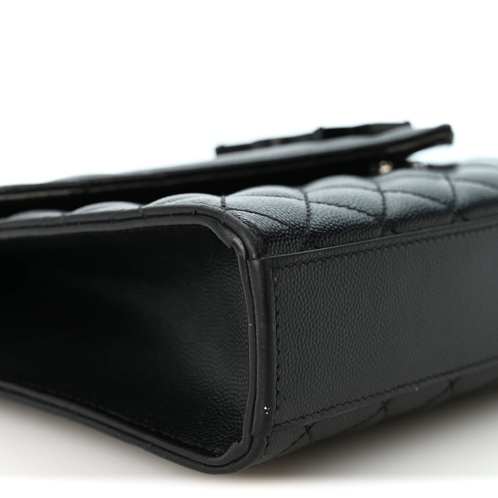 Grain De Poudre Textured Mixed Matelasse Triquilt Medium Monogram Monochrome Satchel Black