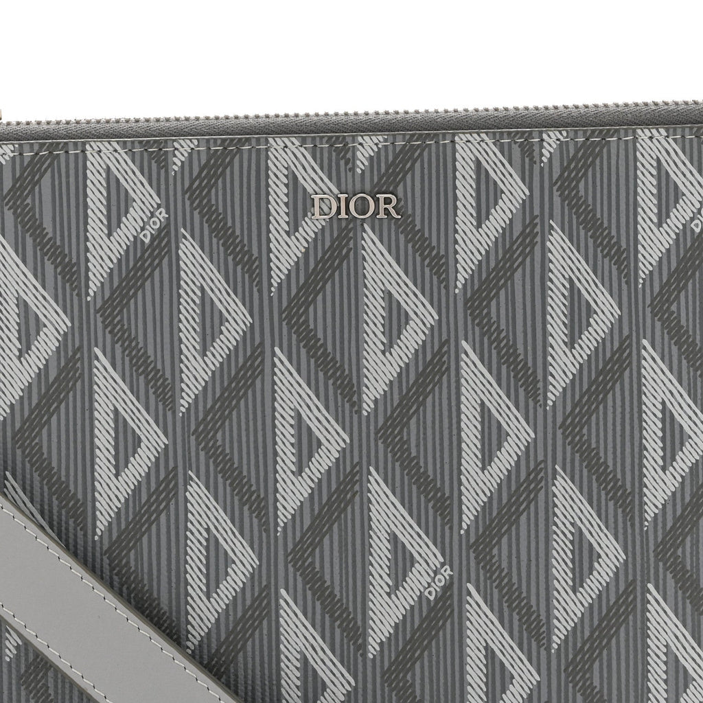 Coated Canvas CD Diamond Pouch Grey