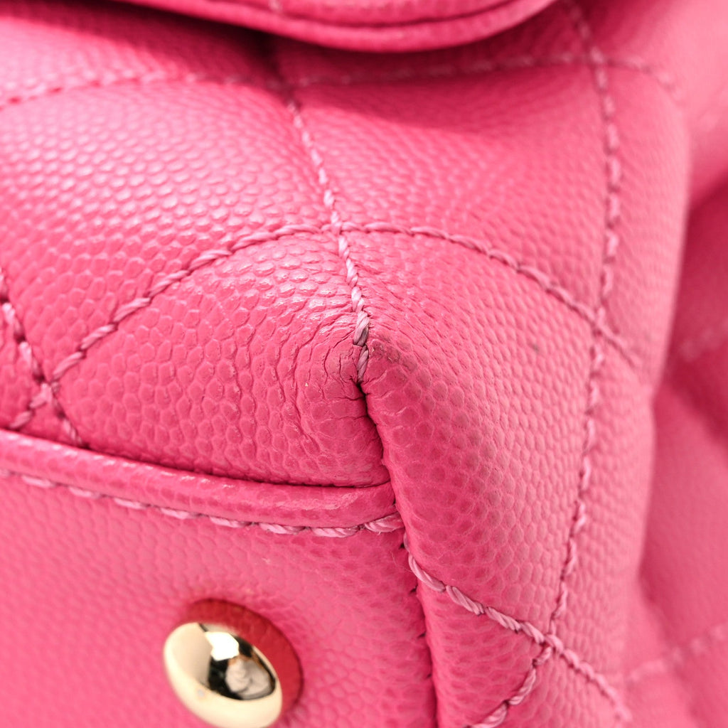 Caviar Quilted Lizard Embossed Extra Mini Coco Handle Flap Pink