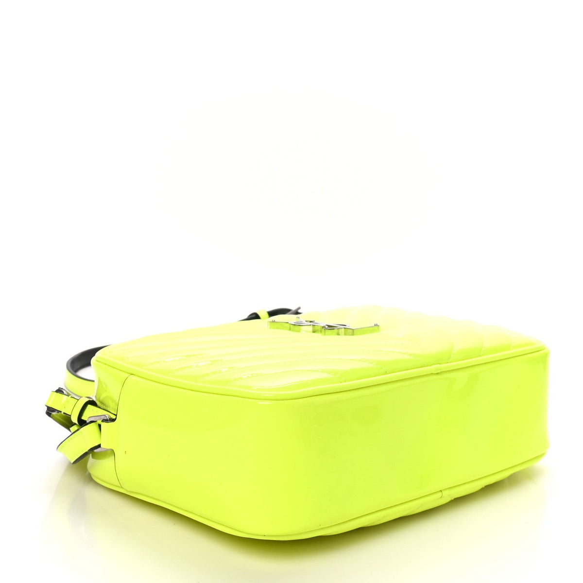 Patent Calfskin Matelasse Monogram Lou Camera Bag Neon Yellow