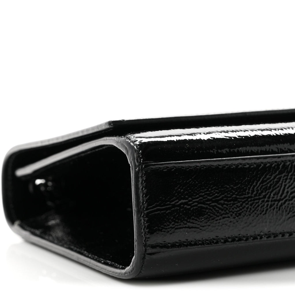 Textured Patent Medium Classic Monogram Kate Satchel Black
