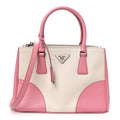 Saffiano Lux Colorblock Small Galleria Double Zip Tote Peonia