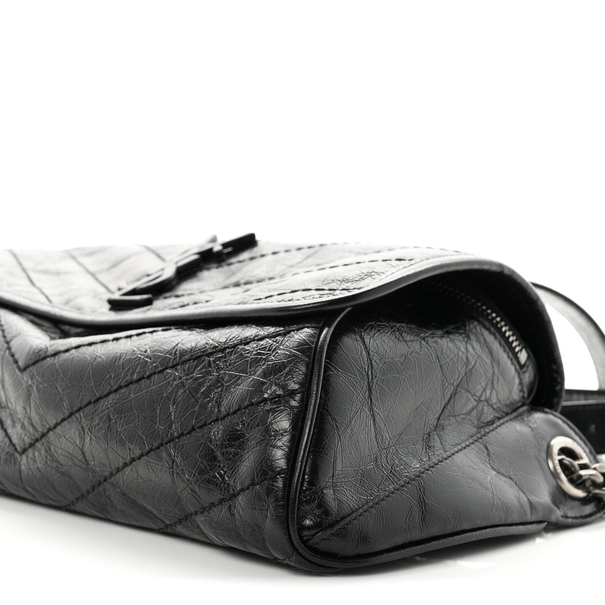 Crinkled Calfskin Matelasse Monogram Niki Body Bag Black