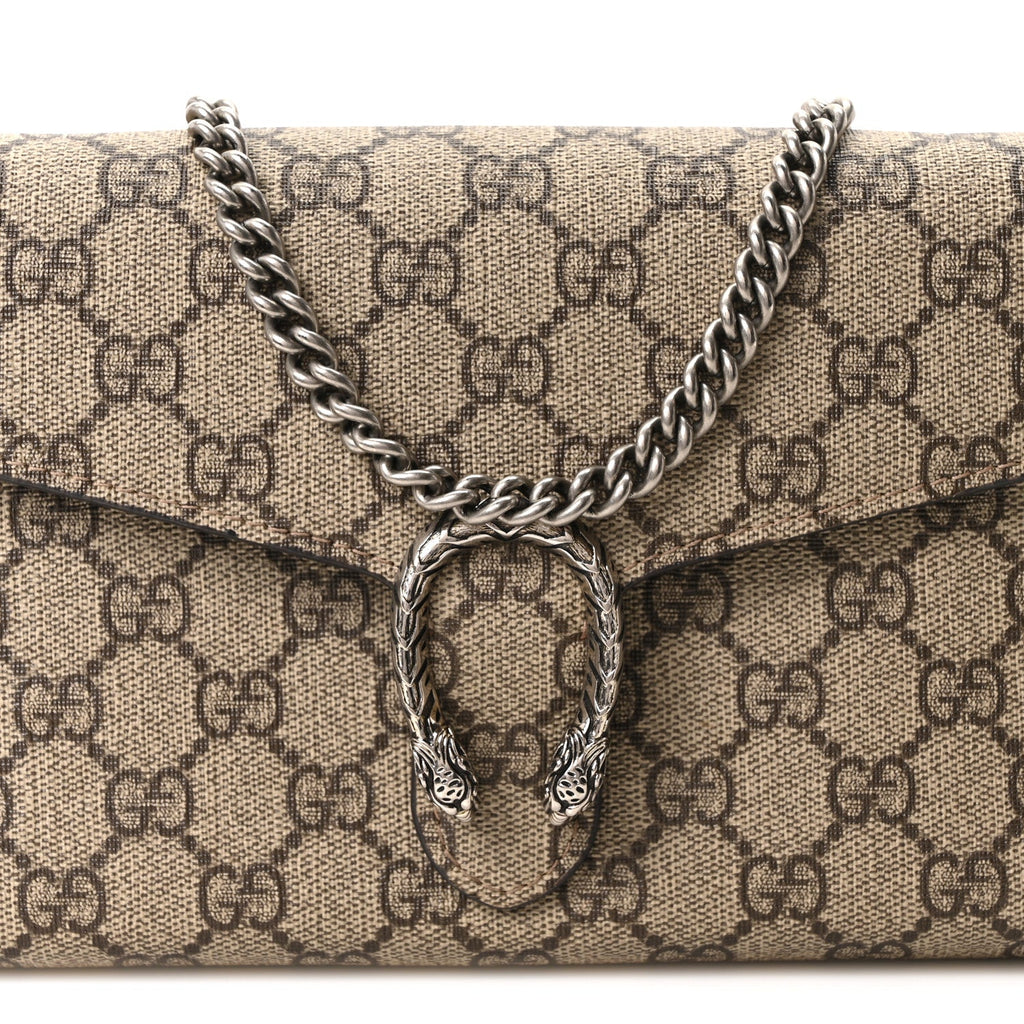 GG Supreme Monogram Mini Dionysus Chain Wallet Beige Taupe