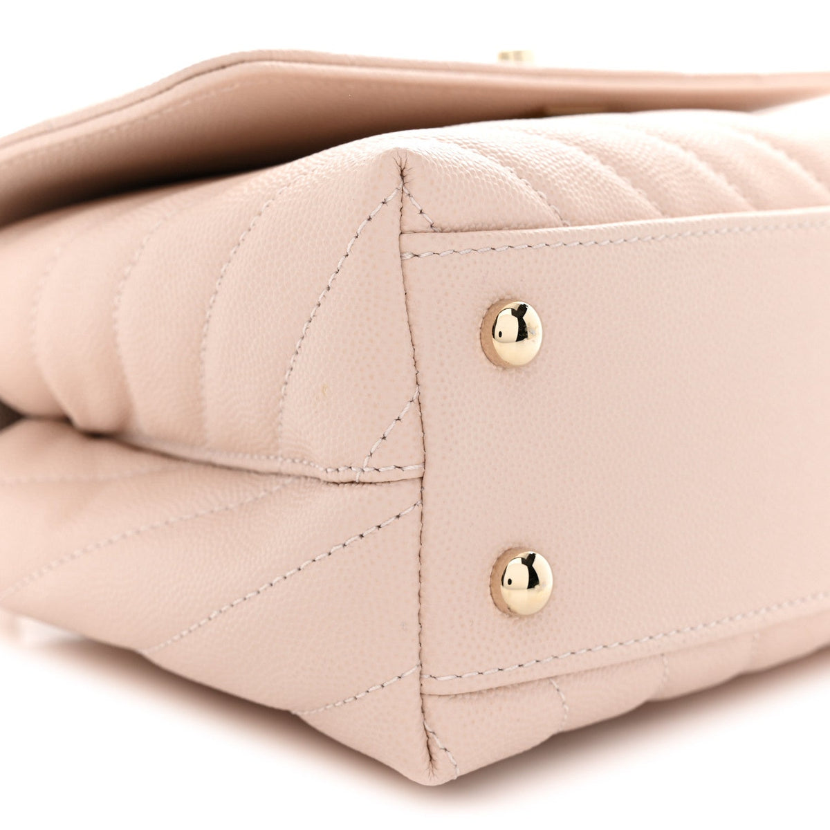 Caviar Lizard Embossed Chevron Quilted Mini Coco Handle Flap Beige
