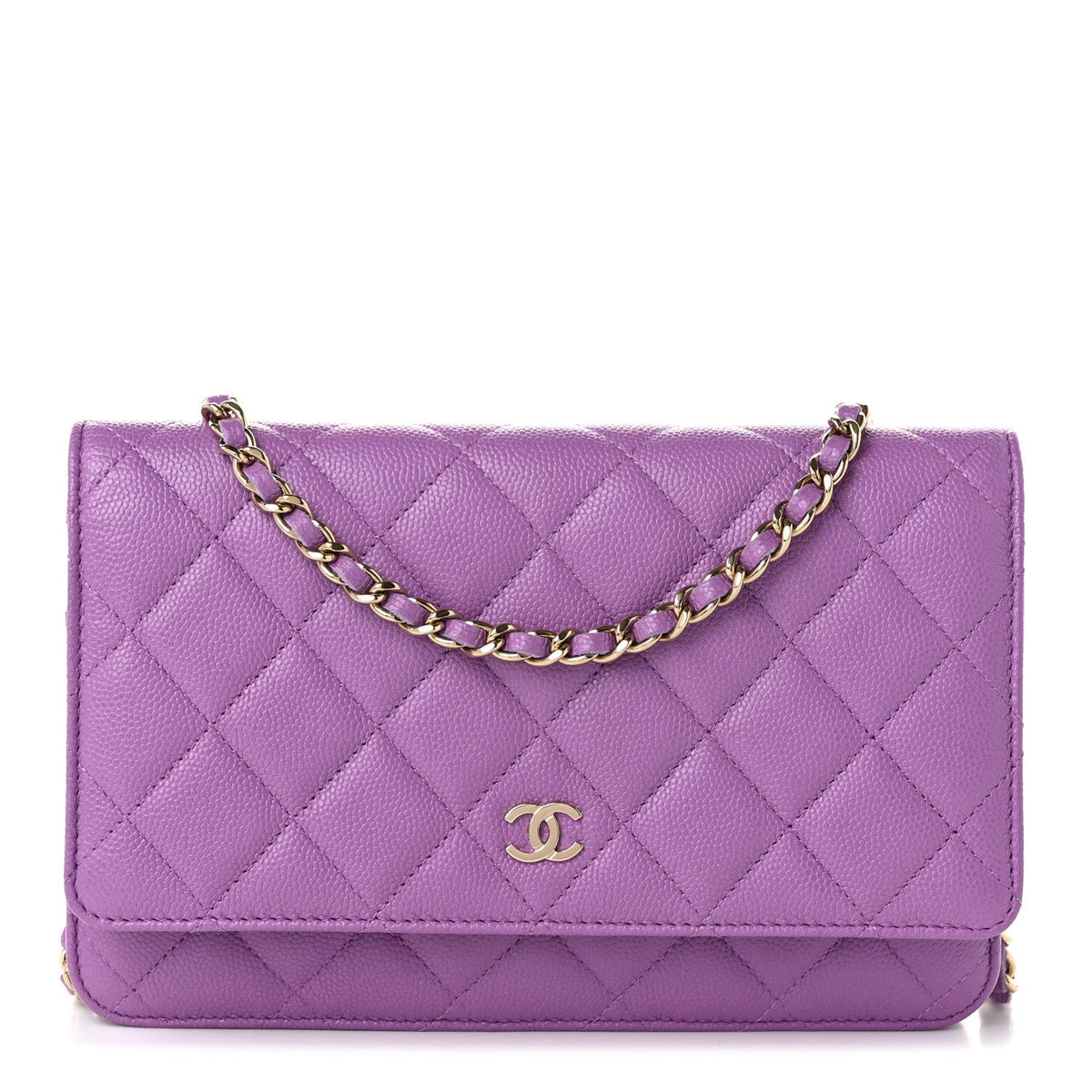 Caviar Quilted Wallet on Chain WOC Purple