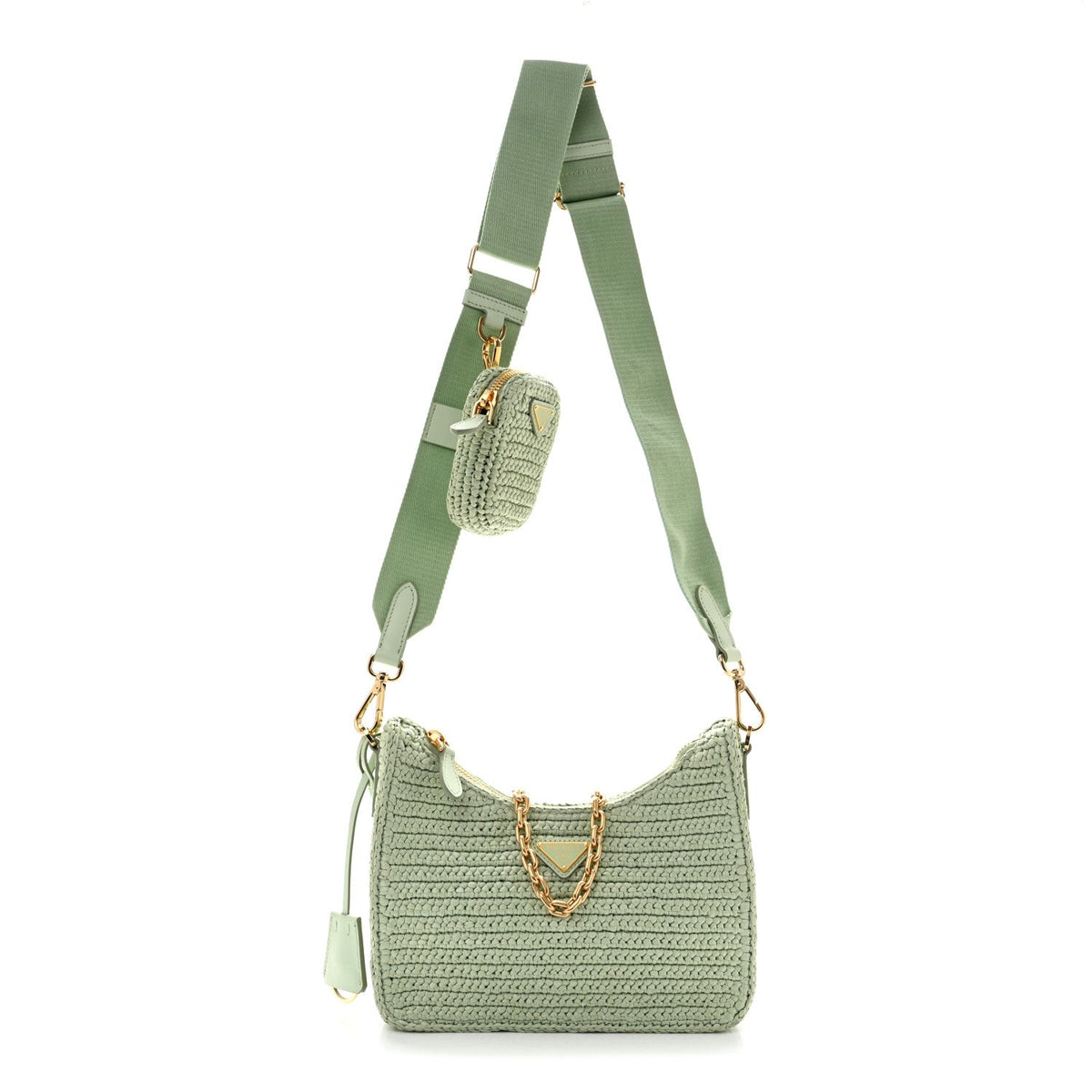 Yarn Raffia Effect Crochet Re-Edition 2005 Shoulder Bag Acqua