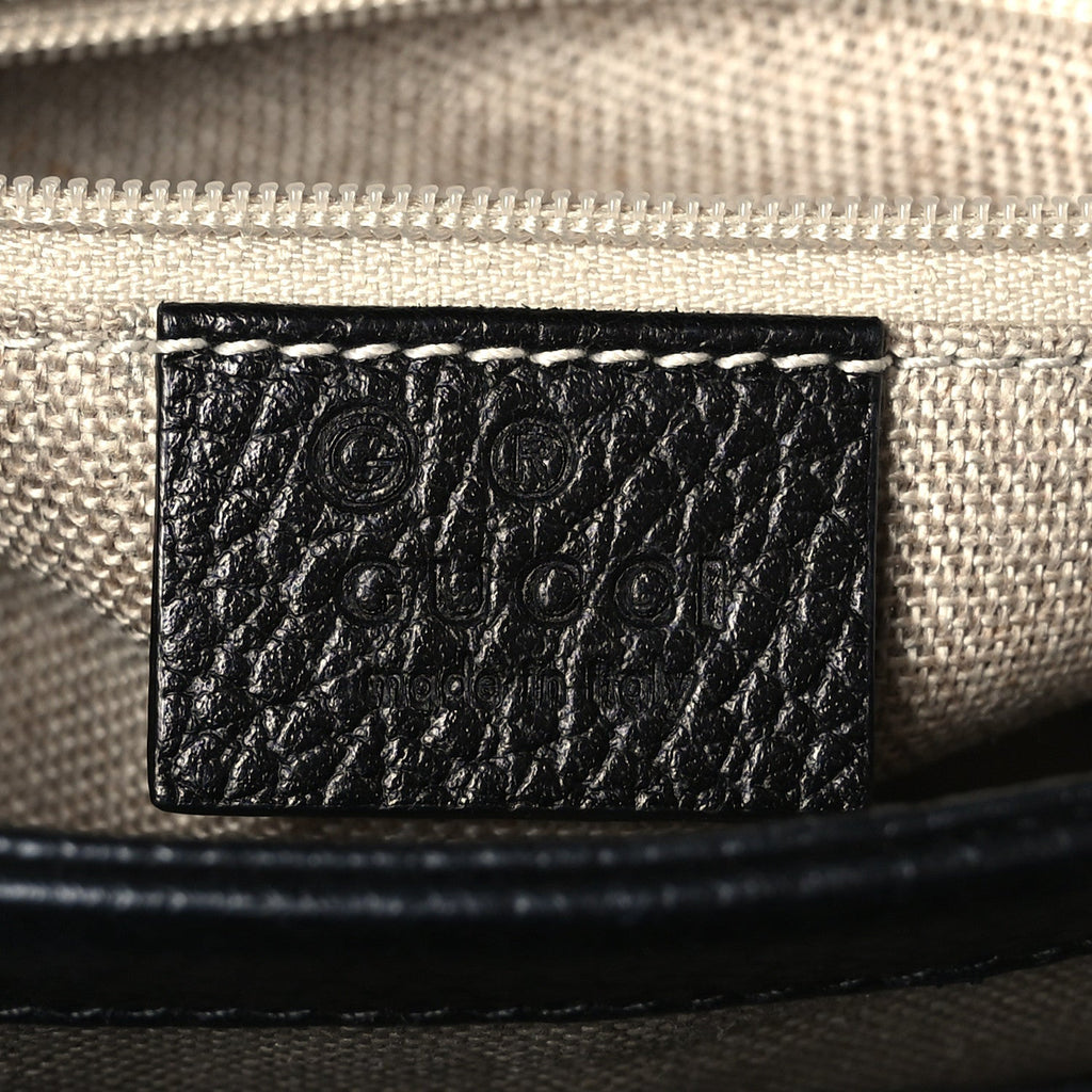 Dollar Calfskin Interlocking G Top Handle Shoulder Bag Black