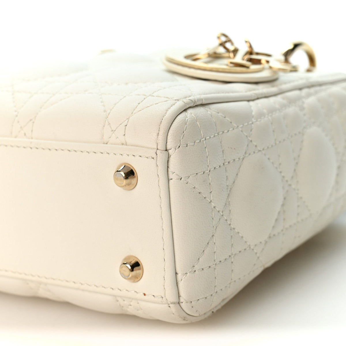 Lambskin Cannage Mini Lady Dior White