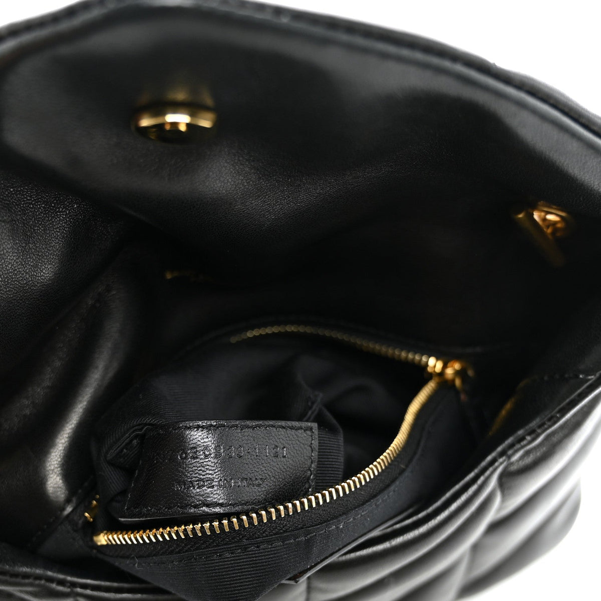 Lambskin Quilted Toy Loulou Puffer Monogram Chain Satchel Black
