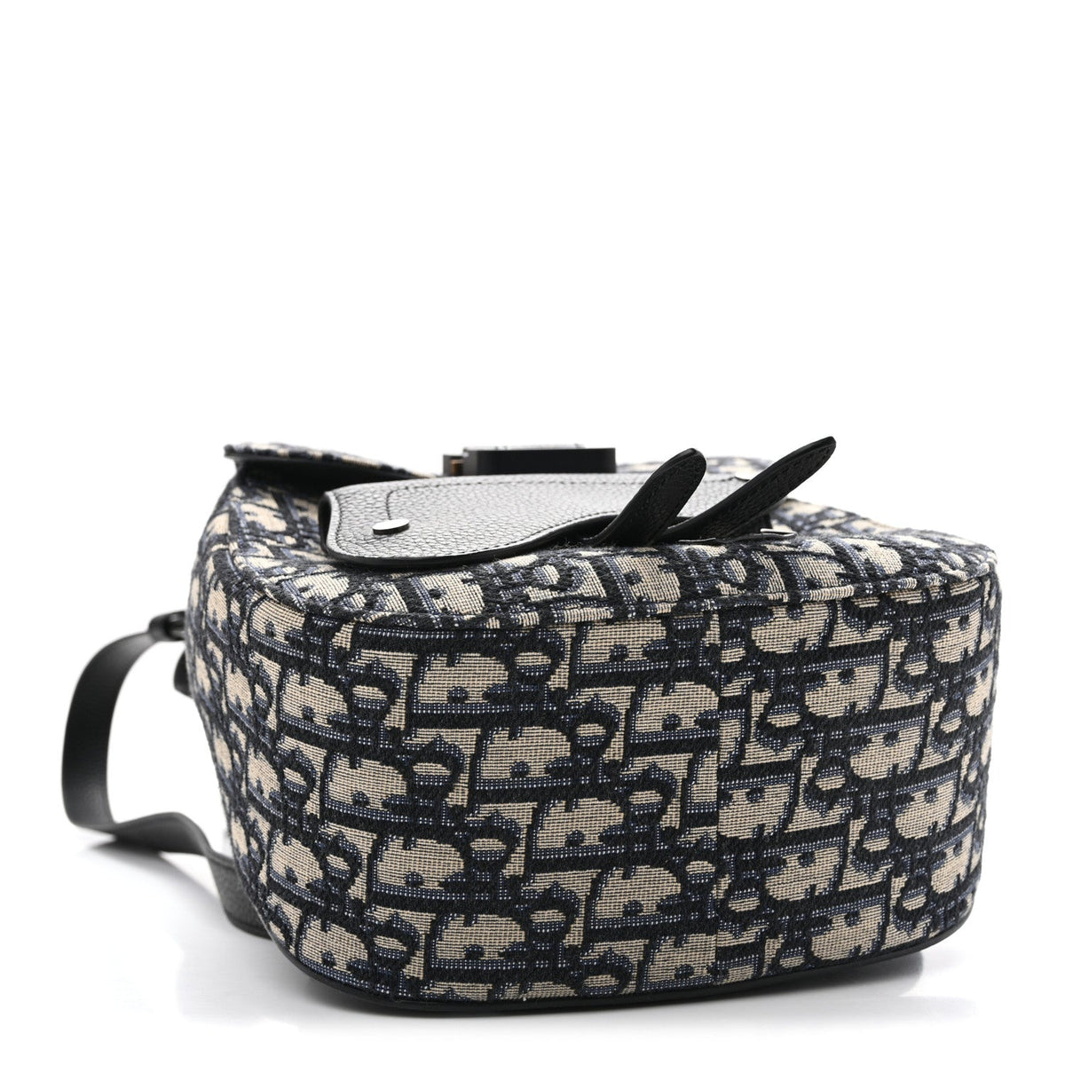 HOMME Oblique Calfskin Mens Mini Saddle Backpack Navy Blue